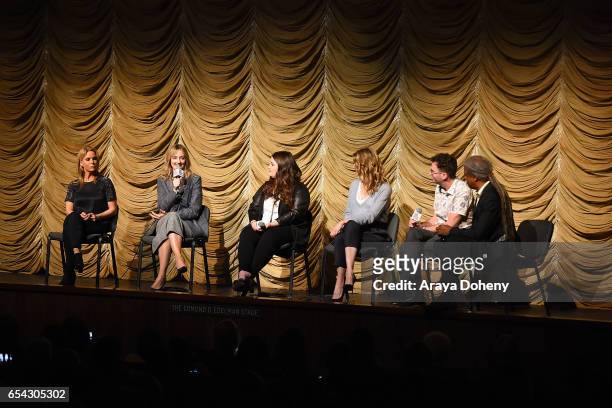 Cheryl Hines, Judy Greer, Isabella Amara, Laura Dern, Craig Johnson and Elvis Mitchell attend the Film Independent at LACMA Screening and Q&A of...