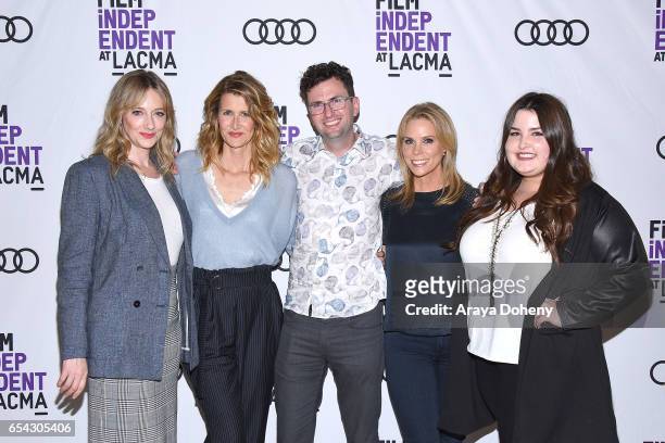 Judy Greer, Laura Dern, Craig Johnson, Cheryl Hines and Isabella Amara attend the Film Independent at LACMA Screening and Q&A of "Wilson" at Bing...