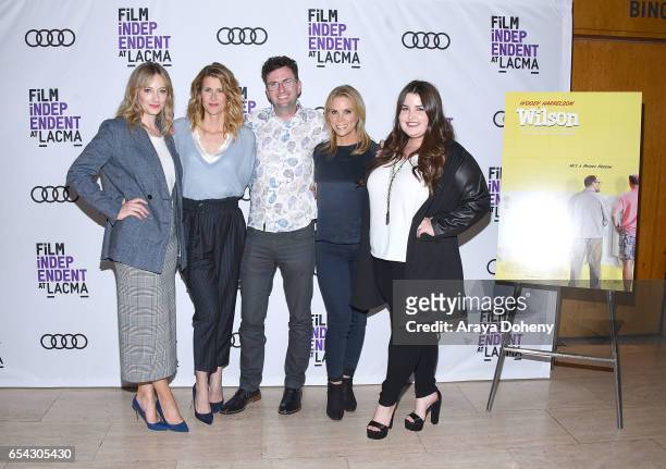 Judy Greer, Laura Dern, Craig Johnson, Cheryl Hines and Isabella Amara attend the Film Independent at LACMA Screening and Q&A of "Wilson" at Bing...