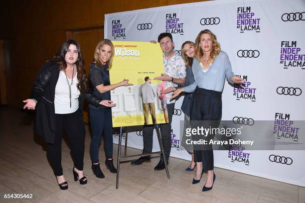 Isabella Amara, Cheryl Hines, Craig Johnson, Judy Greer and Laura Dern attend the Film Independent at LACMA Screening and Q&A of "Wilson" at Bing...