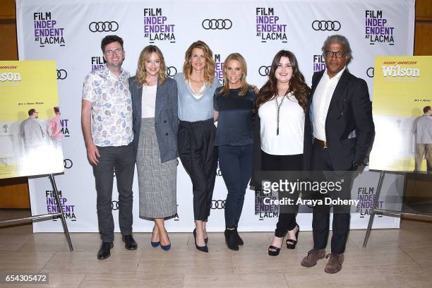 Craig Johnson, Judy Greer, Laura Dern, Cheryl Hines, Isabella Amara and Elvis Mitchell attend the Film Independent at LACMA Screening and Q&A of...