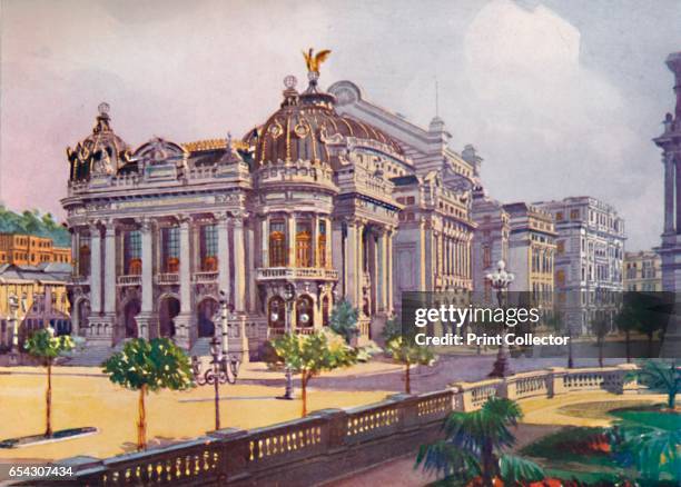 The Municipal Theatre, Avenida Rio Branco, 1914. Architect, Francisco de Oliveira Passos . From The Beautiful Rio De Janeiro by Alured Gray Bell....