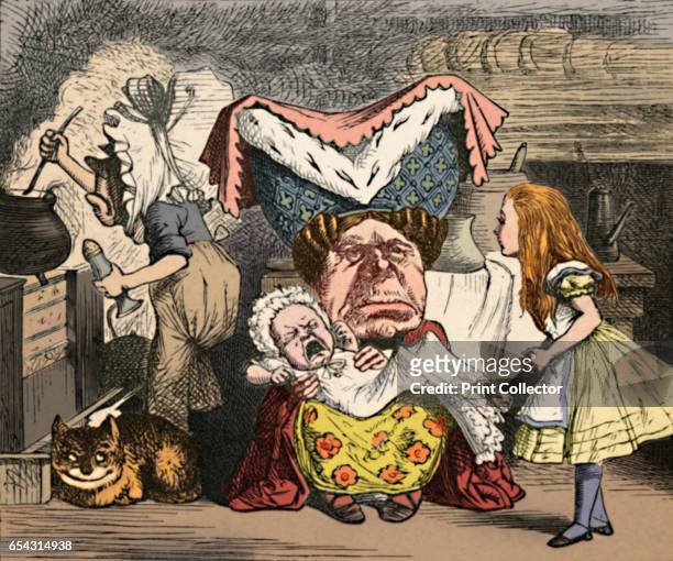 Alice, the Duchess, and the Baby, 1889. Lewis Carrolls Alice in Wonderland as illustrated by John Tenniel . From Alices Adventures in Wonderland by...
