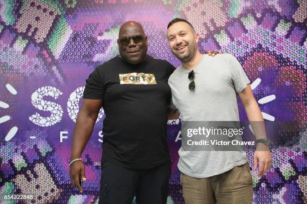 Dj's Carl Cox and Nic Fanciulli attend a press conference to promote The Social Festival 2017 at W Hotel on March 16, 2017 in Mexico City, Mexico.