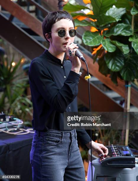 Channy Leaneagh of Polica performs at TBS Search Party StoreFront on March 16, 2017 in Austin, Texas.