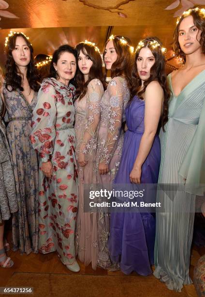 Laura Lambert, Luisa Beccaria, Tara Heather, Marta Jakoubwska, Lily Lewis and Alana Bunte at the Luisa Beccaria and Robin Birley event celebrating...