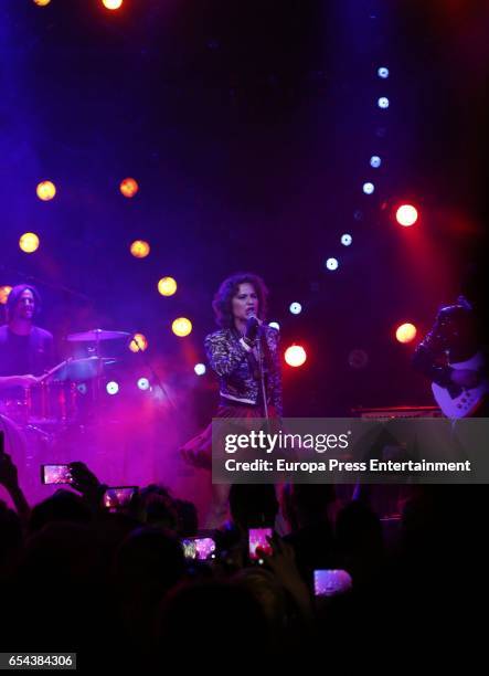 Vicky Larraz performs during 'Ole, ole' concert at Joy Eslava club on March 16, 2017 in Madrid, Spain.