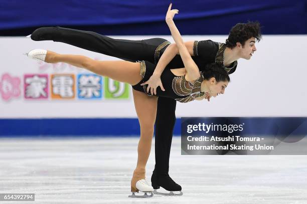 Cleo Hamon and Denys Strekalin of France compte in the Junior Pairs Free Skating during the 3rd day of the World Junior Figure Skating Championships...