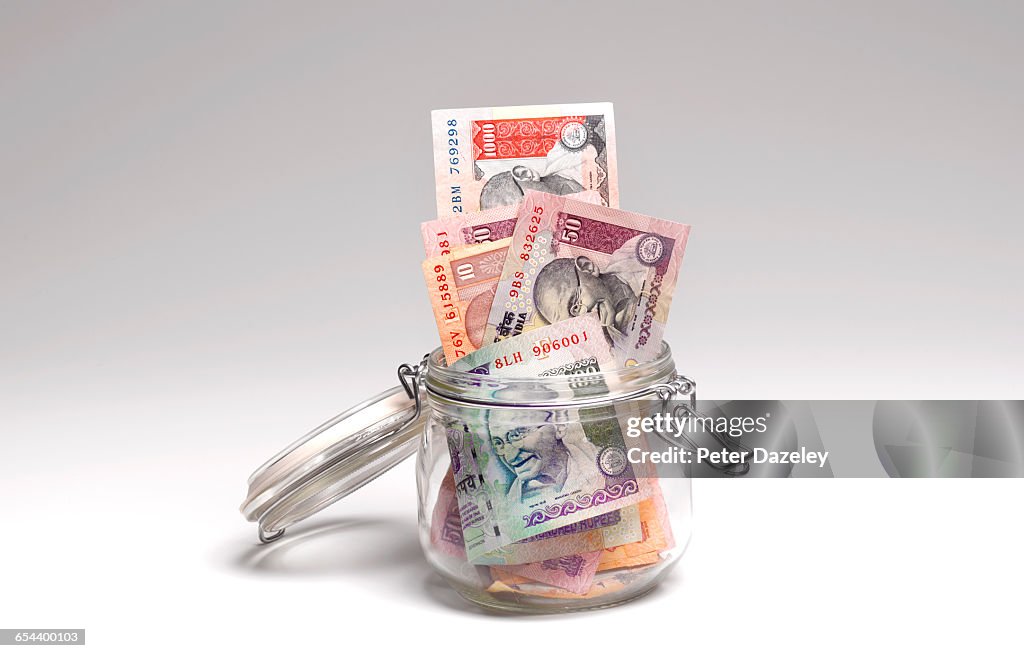 Rupees savings in jar