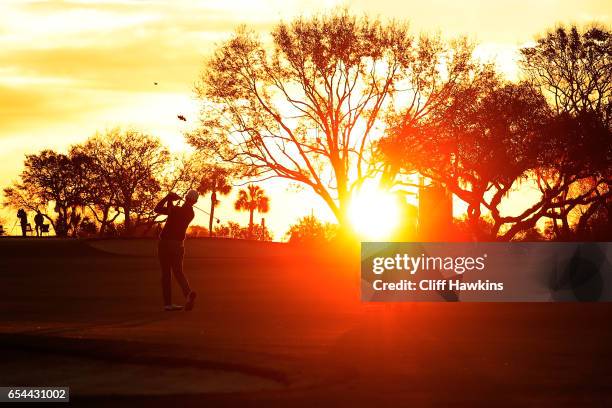 Lucas Glover of the United States plays a shot on the tenth hole during the second round of the Arnold Palmer Invitational Presented By MasterCard on...