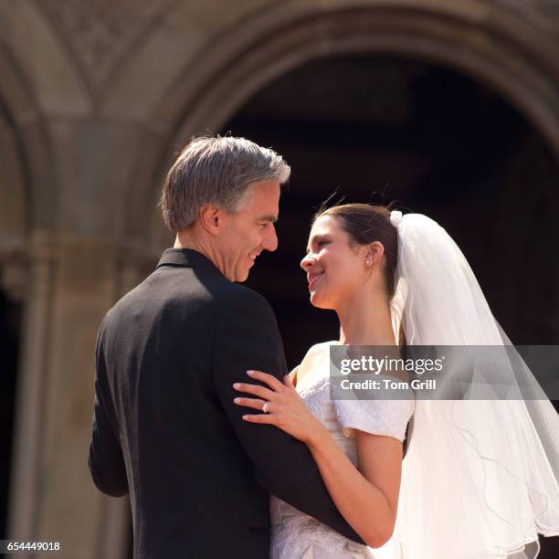 father dancing with the bride - father daughter dance stock-fotos und bilder