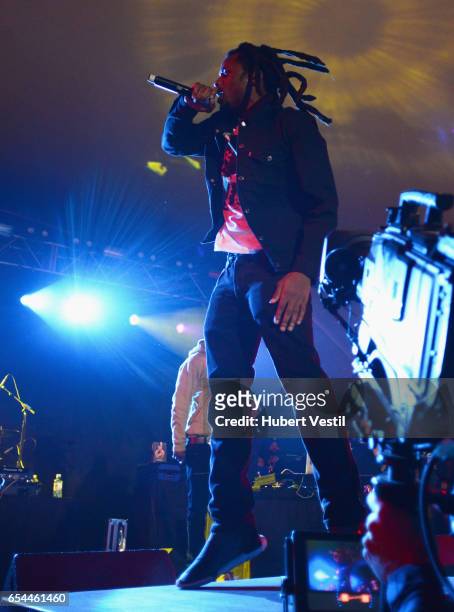 Recording artist Denzel Curry performs onstage at the Mass Appeal music showcase during 2017 SXSW Conference and Festivals at Stubbs on March 16,...