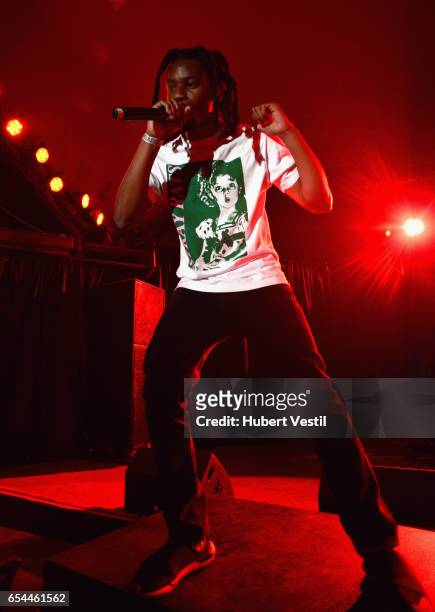 Recording artist Denzel Curry performs onstage at the Mass Appeal music showcase during 2017 SXSW Conference and Festivals at Stubbs on March 16,...