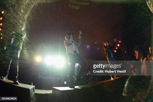 Recording artist A Boogie wit da Hoodie performs onstage at the Mass Appeal music showcase during 2017 SXSW Conference and Festivals at Stubbs on...