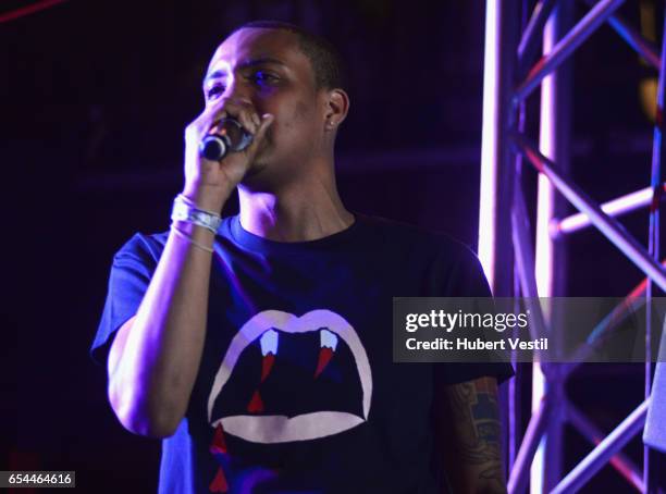 Rapper G Herbo performs onstage at the Mass Appeal music showcase during 2017 SXSW Conference and Festivals at Stubbs on March 16, 2017 in Austin,...