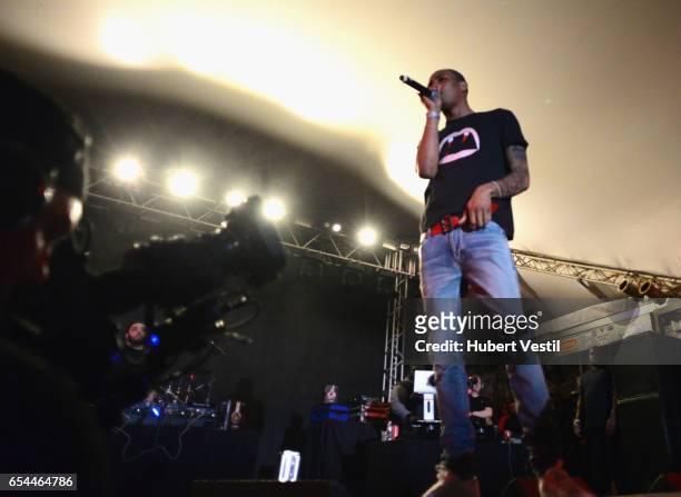 Rapper G Herbo performs onstage at the Mass Appeal music showcase during 2017 SXSW Conference and Festivals at Stubbs on March 16, 2017 in Austin,...