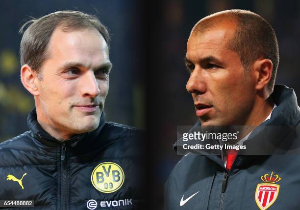 In this composite image a comparision has been made between Thomas Tuchel manager of Borussia Dortmund and Leonardo Jardim, coach of Monaco. Borussia...