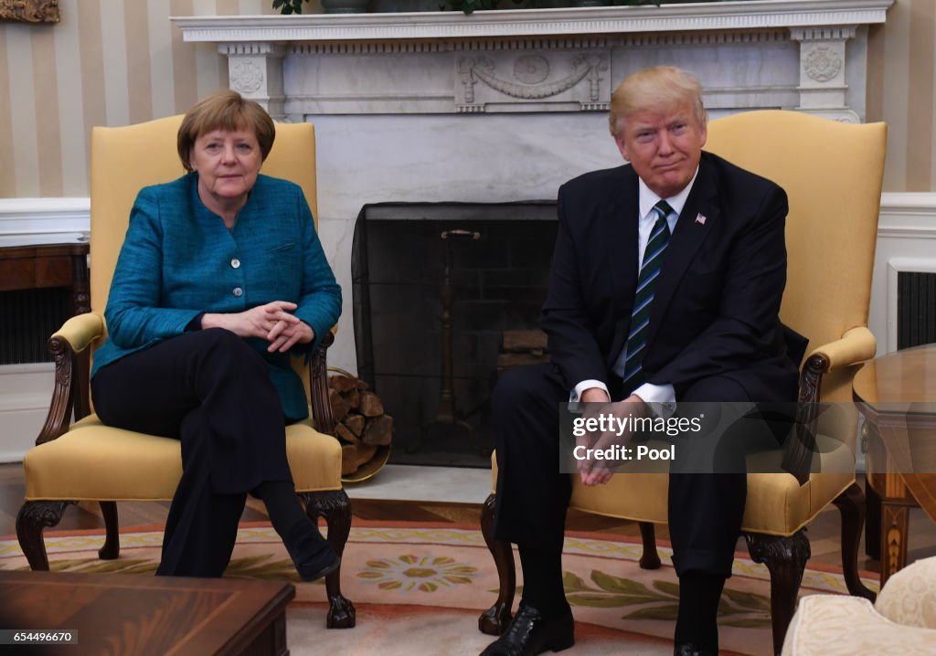 German Chancellor Angela Merkel and President Donald Trump Meet in Washington