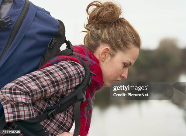 Carrying Rucksack Carrying A Heavy Backpack Photos and Premium High Res Pictures - Getty ...