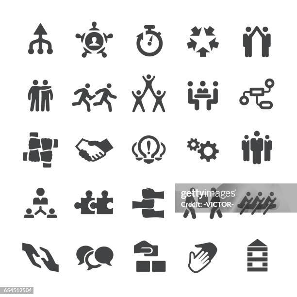 business teamwork icons - smart series - fist bump stock illustrations
