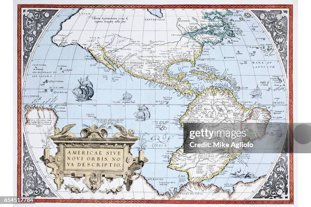 map of the americas by ortelius - mike agliolo stockfoto's en -beelden