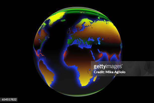 globe with black oceans - mike agliolo stockfoto's en -beelden