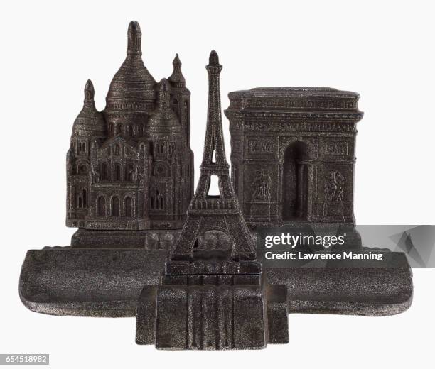 paperweight of paris landmarks - paperweight stock pictures, royalty-free photos & images