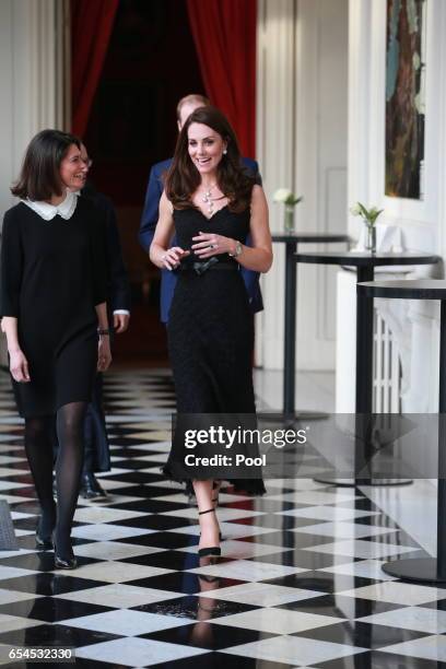 Prince William, Duke of Cambridge and Catherine,Duchess of Cambridge attend a reception at the British Embassy during day one of their visit on March...