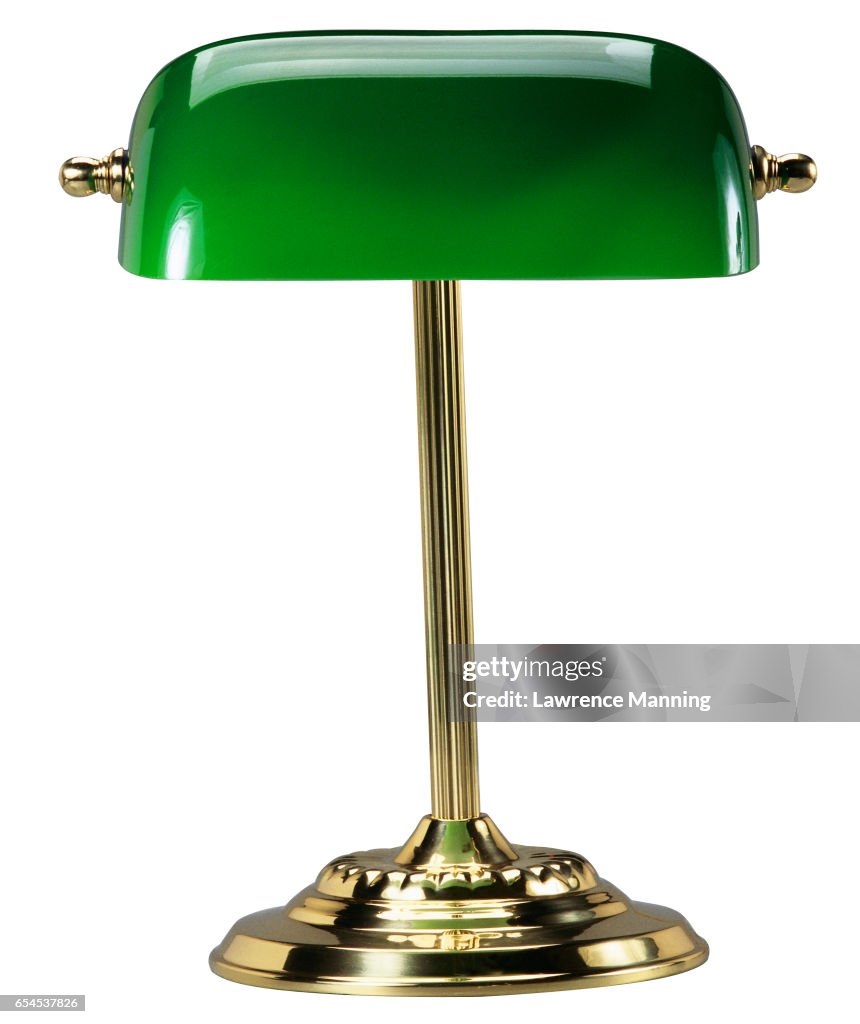 Desk Lamp with Green Lampshade