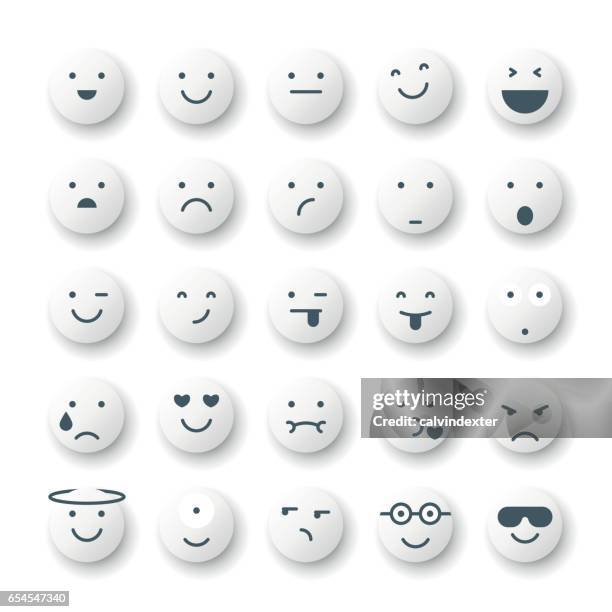 white emoticons collection set 1 - winking stock illustrations