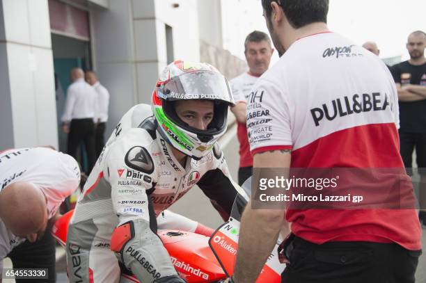 Lorenzo Dalla Porta of Italy and Aspar Mahindra Moto3 starts from box during the Moto2 And Moto3 Tests In Losail at Losail Circuit on March 17, 2017...