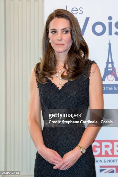 Catherine, Duchess of Cambridge attends a reception at the British Embassy on March 17, 2017 in Paris, France. The Duke and Duchess are on a two day...