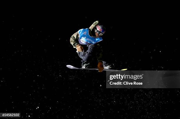 Roope Tonteri of Finland competes in the Women's Snowboard Big Air final on day 10 of the FIS Freestyle Ski and Snowboard World Championships 2017 on...