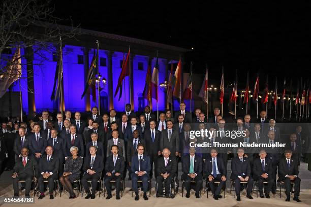 Participants in the G20 Finance Ministers and Central Bank Governors Meeting pose for the Family photo during the G20 finance ministers meeting on...