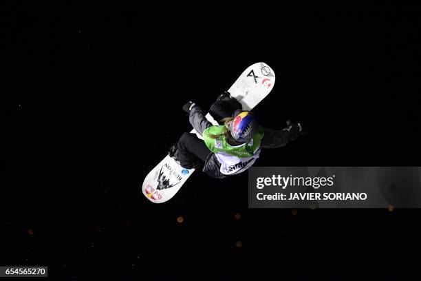 German snowboarder Carolin Langenhorst competes during the women's Big Air finals at the FIS Snowboard and Freestyle Ski World Championships 2017 in...