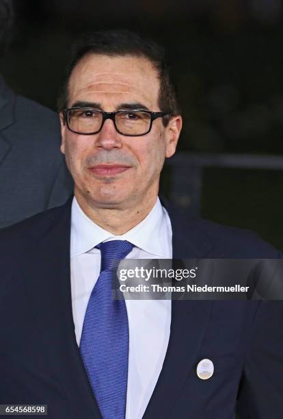 Treasury Secretary Steven Mnuchin attends the family photo during the G20 finance ministers meeting on March 17, 2017 in Baden-Baden, Germany. The...