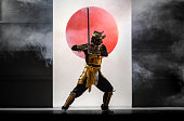 Samurai On Symbol of Japan Background