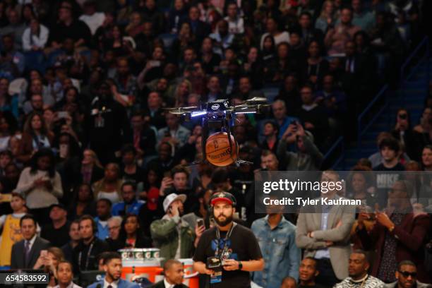 Close up shot of the Intel drone during the Verizon Slam Dunk Contest during State Farm All-Star Saturday Night as part of the 2017 NBA All-Star...