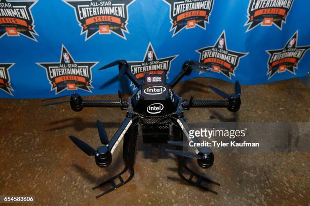 Close up shot of the Intel drone during the Verizon Slam Dunk Contest during State Farm All-Star Saturday Night as part of the 2017 NBA All-Star...
