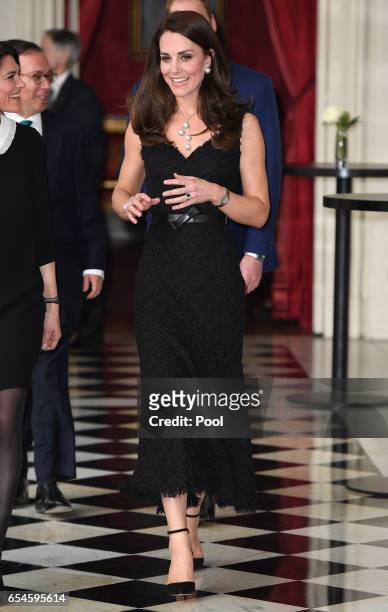Catherine,Duchess of Cambridge attends a reception at the British Embassy on March 17, 2017 in Paris, France. The Duke and Duchess are on a two day...