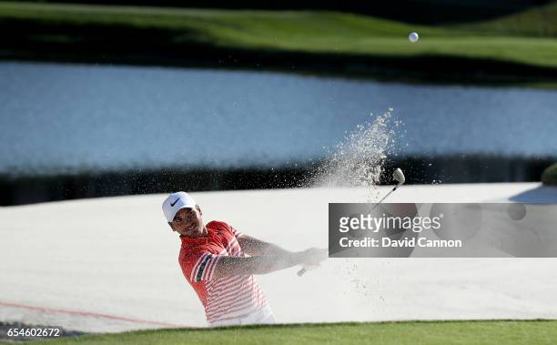 Jason Day of Australia plays his third shot at the par 3, 17th hole during the second round of the 2017 Arnold Palmer Invitational presented by...