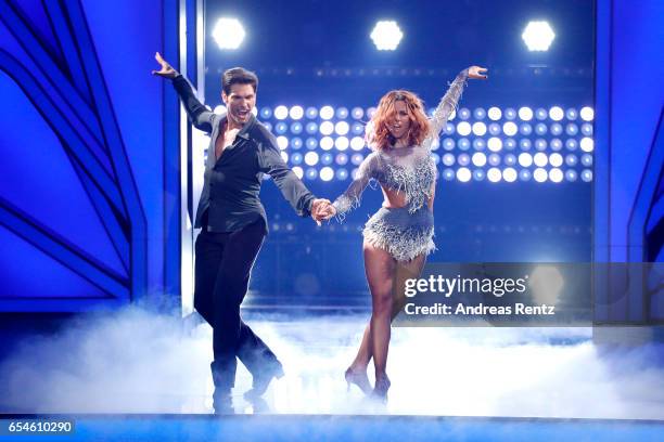 Vanessa Mai and Christian Polanc perform on stage during the 1st show of the tenth season of the television competition 'Let's Dance' on March 17,...