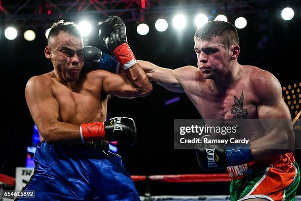 New York , United States - 17 March 2017; Larry Fryers, right, in ...