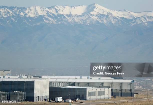 The NSA's Utah data collection center is seen with Salt Lake City in the background on March 17, 2017 in Bluffdale, Utah. The 1.5 billion dollar data...