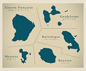 Modern Map - Overseas Departements FR