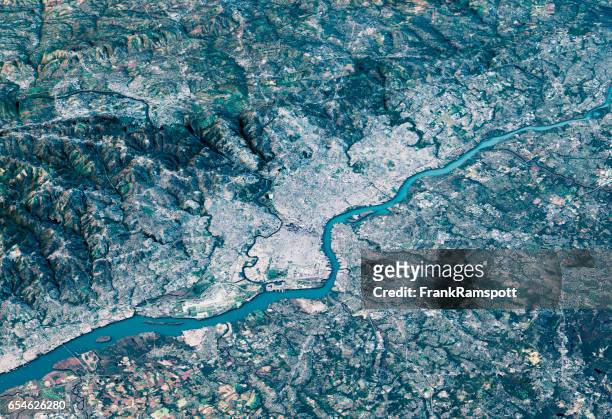 philadelphia 3d render satellite view topographic map horizontal - philadelphia pennsylvania map stock pictures, royalty-free photos & images