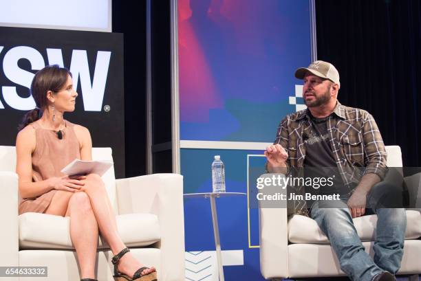 Hannah Karp interviews Garth Brooks during the SxSW Music Festival at the Austin Convention Center on March 17, 2017 in Austin, Texas.