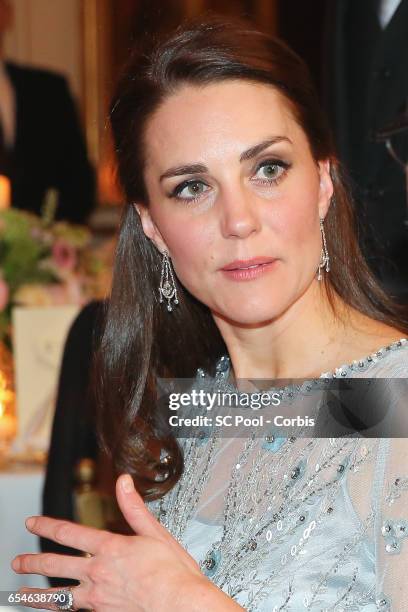 Catherine, Duchess of Cambridge attends a a dinner at the British Ambassador's redidence on March 17, 2017 in Paris.France.France.