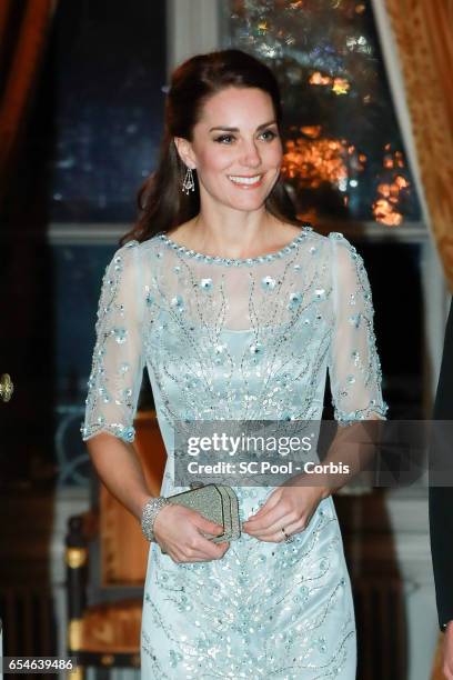 Catherine, Duchess of Cambridge attends a a dinner at the British Ambassador's redidence on March 17, 2017 in Paris.France.France.