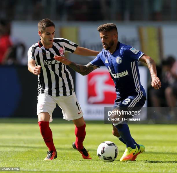Mijat Gacinovic of Frankfurt , Junior Caicara of Schalke battle for the ball during the Bundesliga match between Eintracht Frankfurt and FC Schalke...